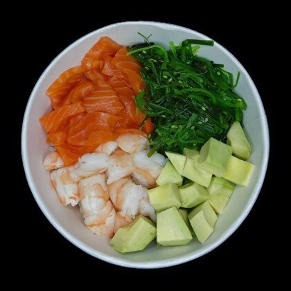 Поке с лососем и креветкой