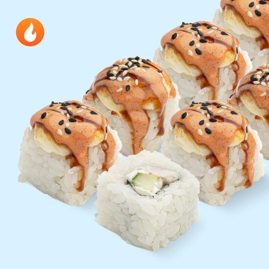 Запечённый с креветкой и угрём