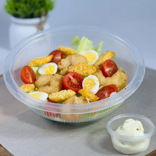 Салат «Цезарь с креветками темпура»