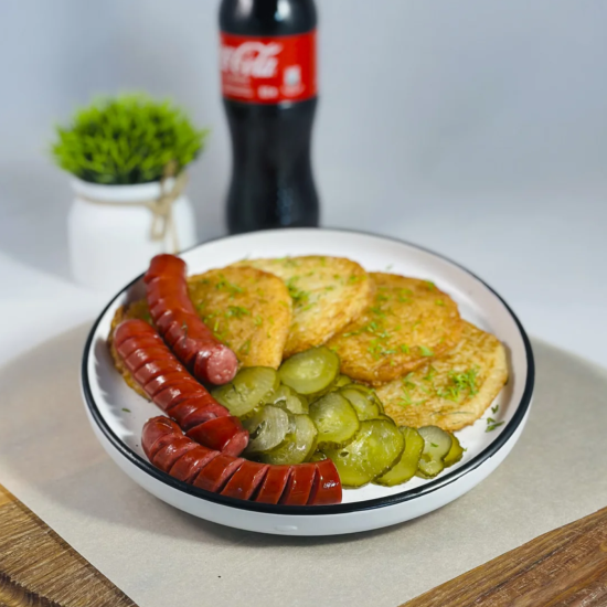 Драники с охотничьей колбаской