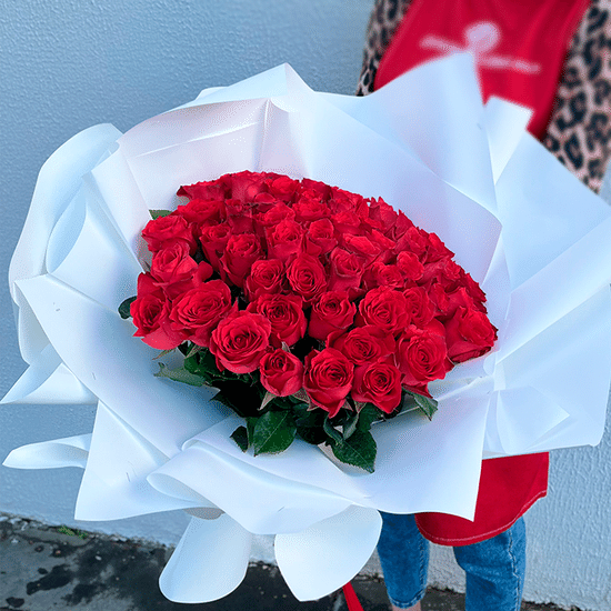 51 красная роза 40 см с оформл.(б)