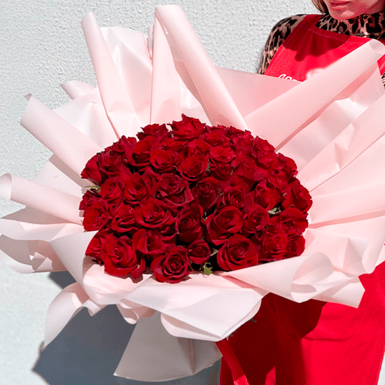 51 красная роза 40 см с оформл.(р)