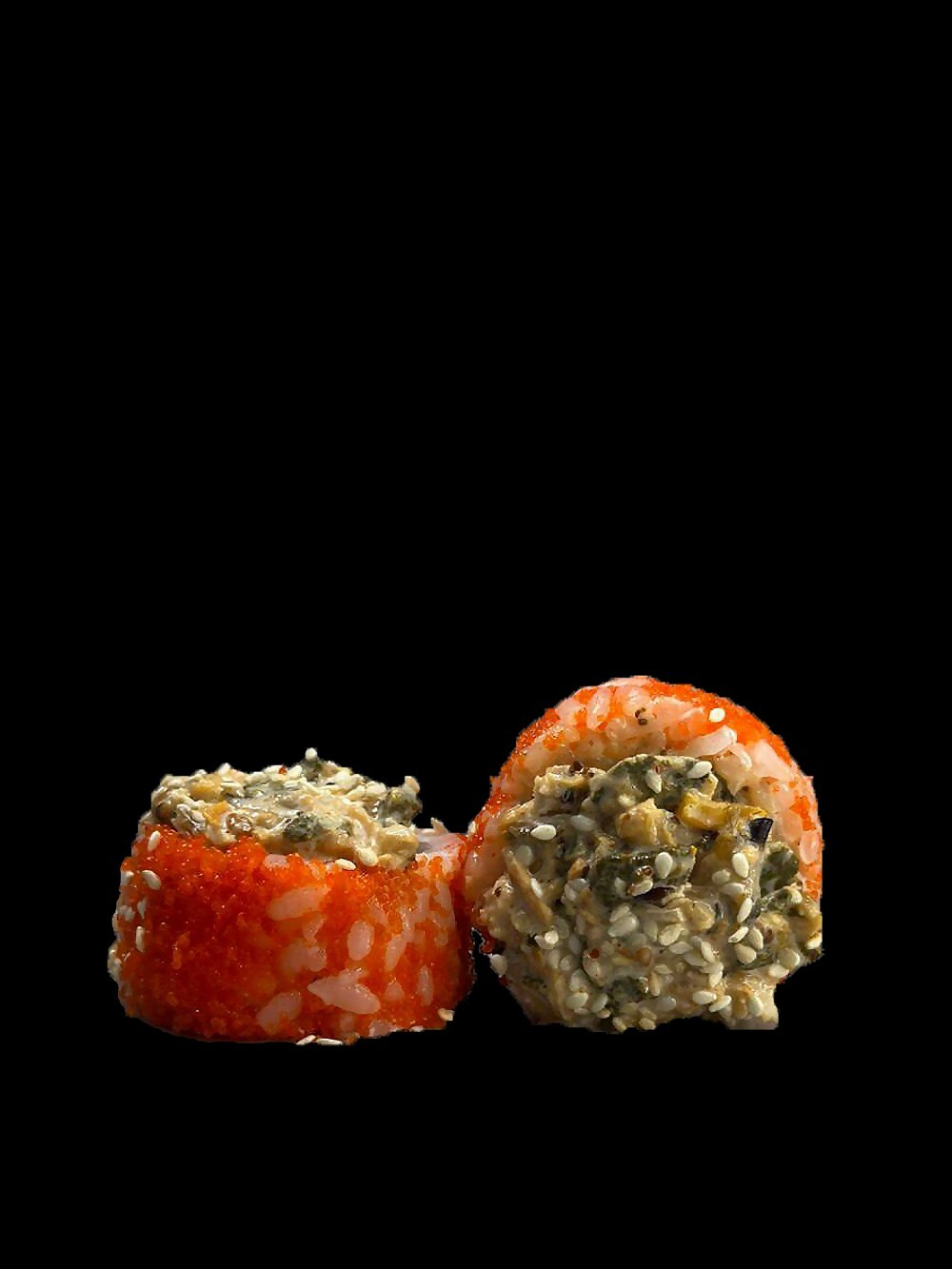 Ролл тар тар с мидиями и ореховым соусом