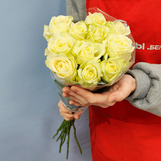 11 роз (Аваланш 60 см) в пачке