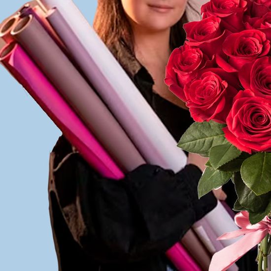 Упаковка с лентой для РОЗ (до 25 роз)