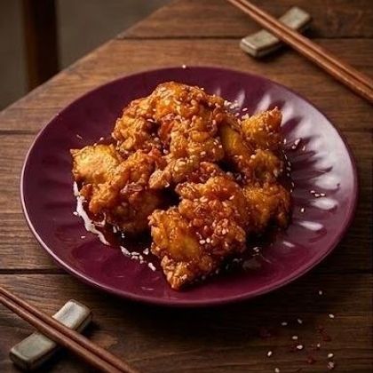 Курочка без кости в сладком соусе и кимчи