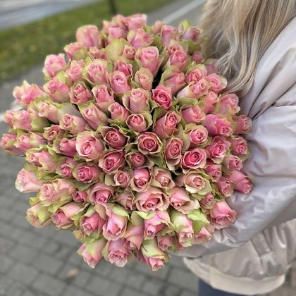 Роза 50 см розовая и ярко-розовая