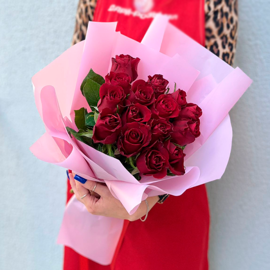 15 красных роз 40 см с оформл.(ф)