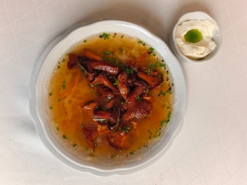 Щи с лисичками