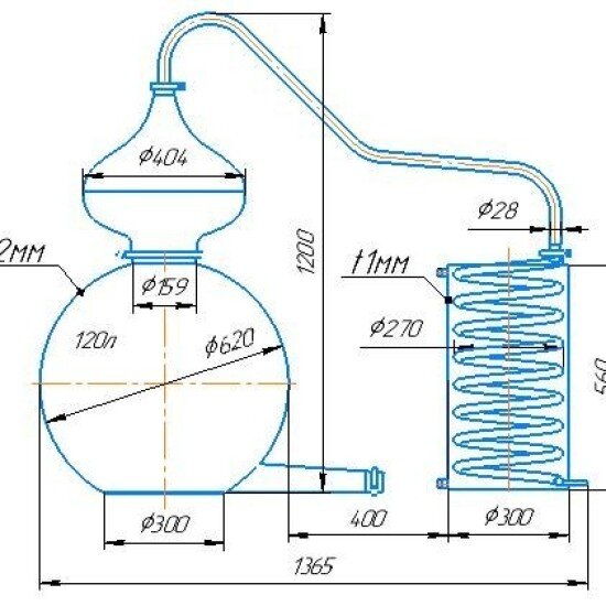 Медный аламбик 120 литров