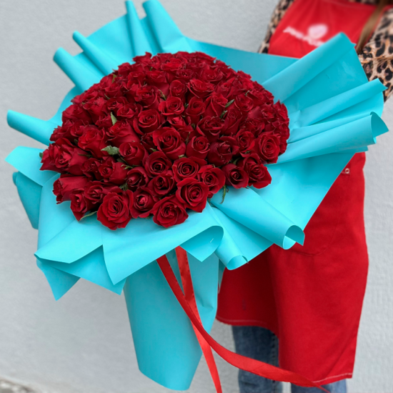 101 красная роза 40 см с оформл.(г)
