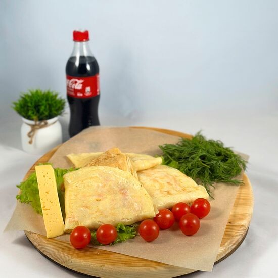 Блинчик с ветчиной, грибами и соусом терияки