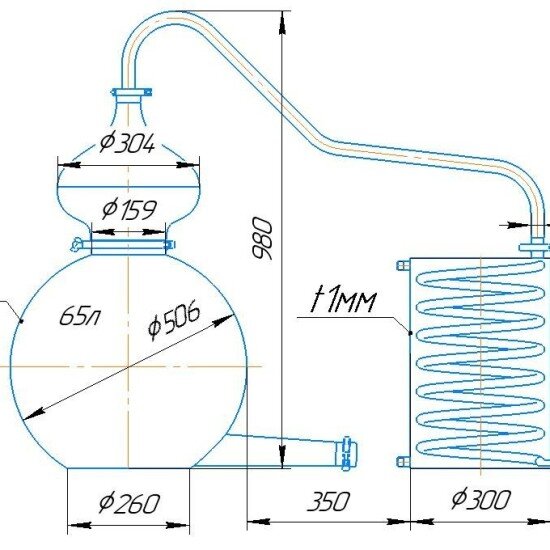 Медный аламбик 65 литров