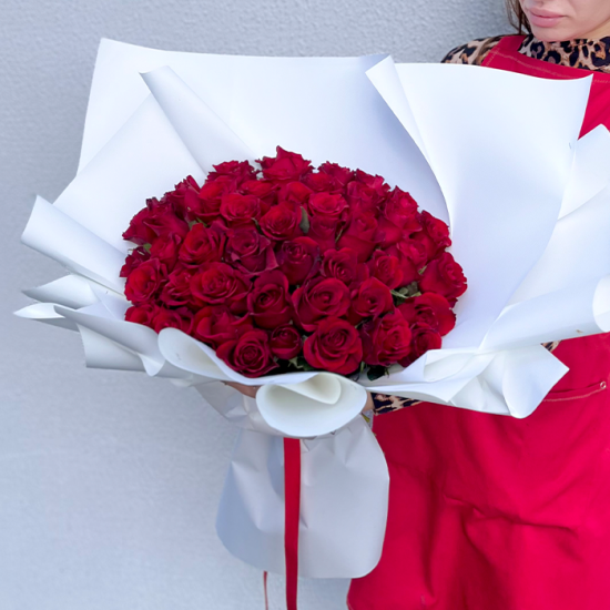 51 красная роза 40 см с оформл. (б)