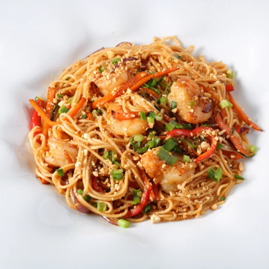 Креветки в кисло-сладком соусе с яичной лапшой ДОСТАВКА