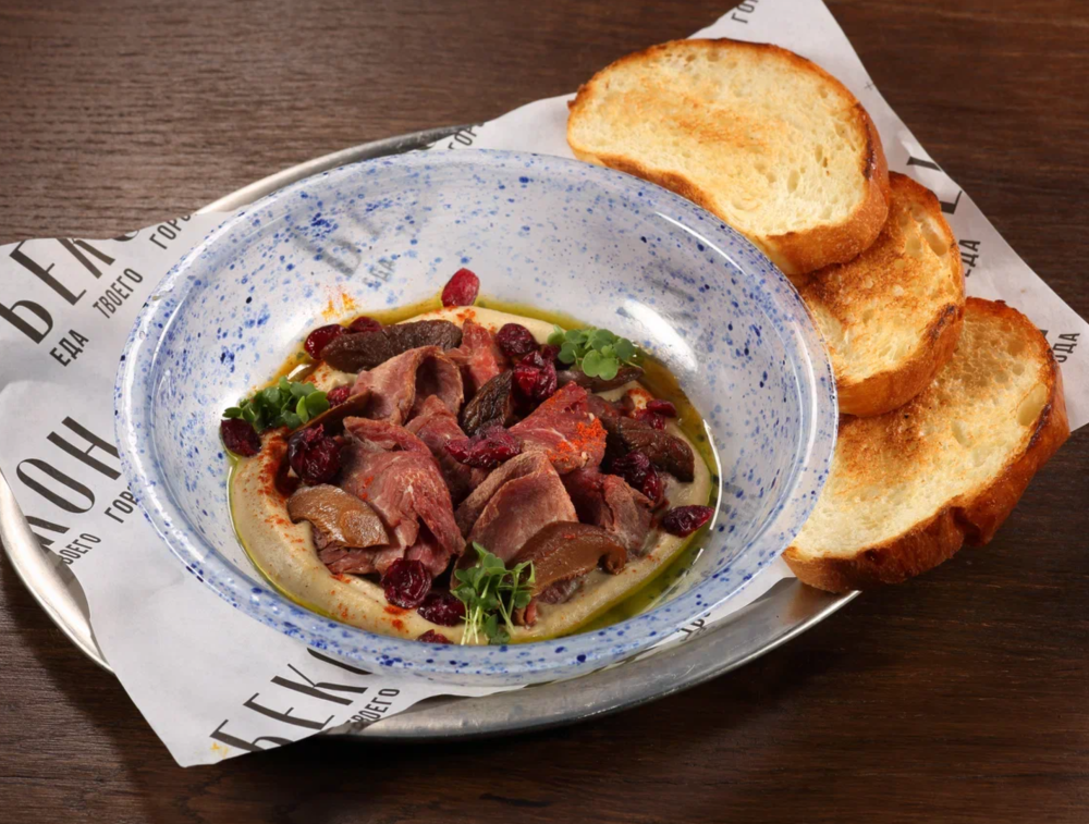 Ростбиф с бабаганушем и маринованными шиитаке ДОСТАВКА