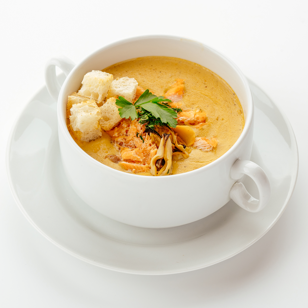 Овощной суп-пюре с лососем