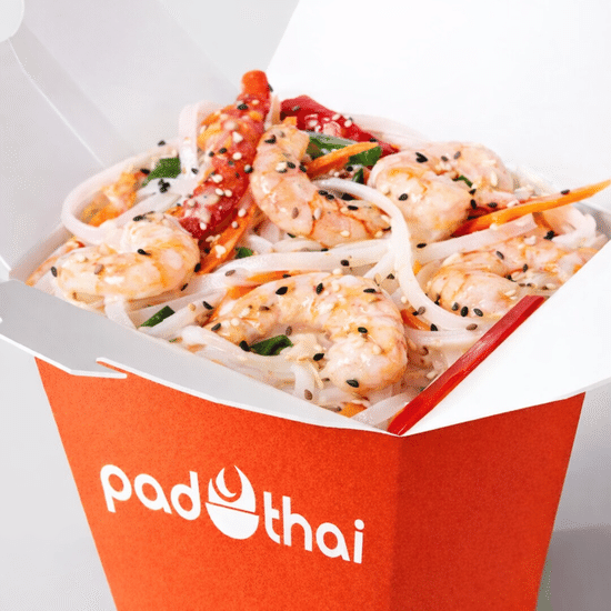 Креветки в трюфельном соусе с рисовой лапшой