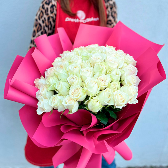 51 белая роза 50 см с оформл.(м) (Гомель)