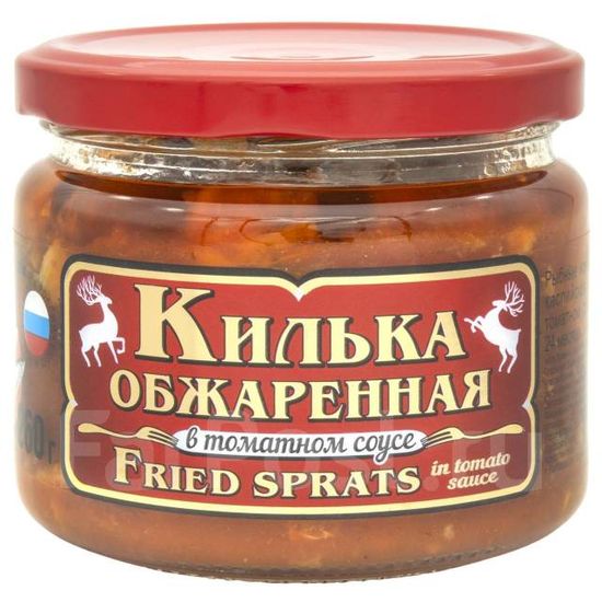 Килька обжаренная в томатном соусе «Вкусные консервы», 260 г, стекло