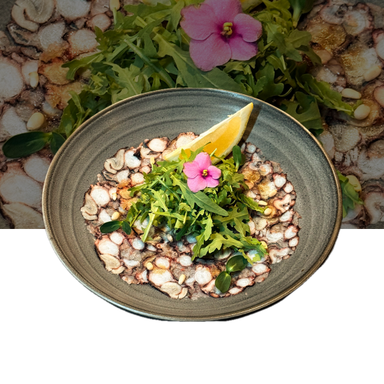 Карпаччо из осьминога с креветками